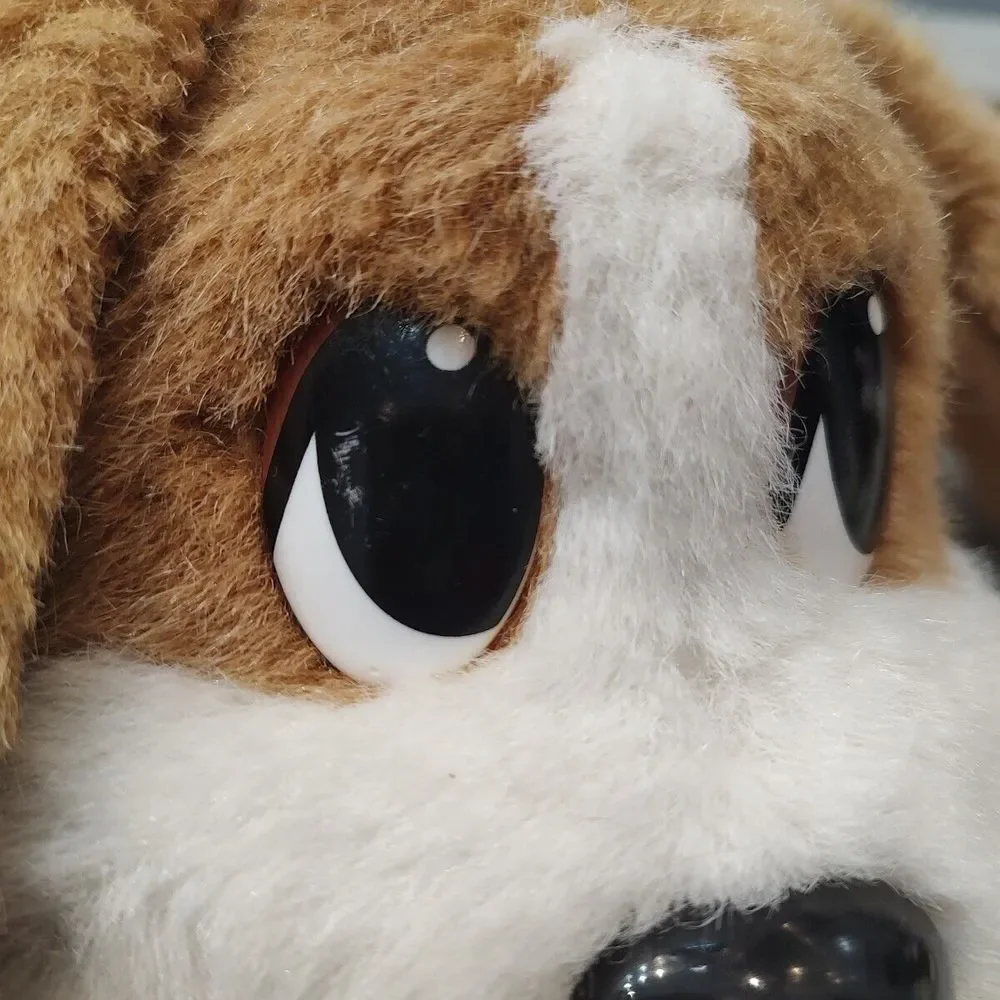 Vtg 2004 Mattel Pound Puppies Tricolor Dog Puppy Plush Toy Red‎ Bow Floppy Ears